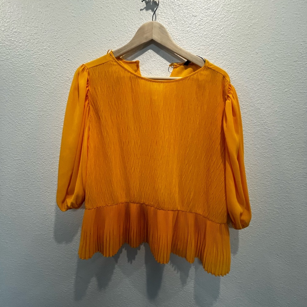 Zara Mustard Pleated Women's Blouse